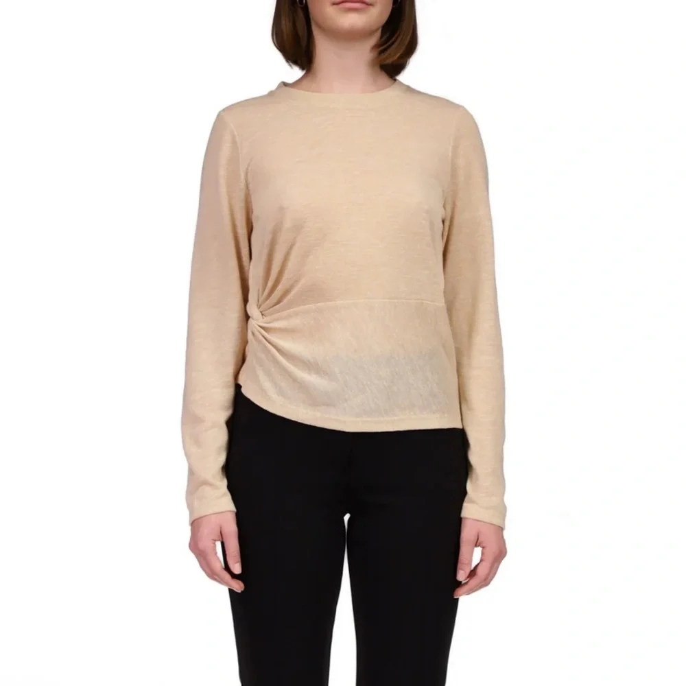 Sanctuary Knot Your Business Knit Top Marshmallow Toast Womens S